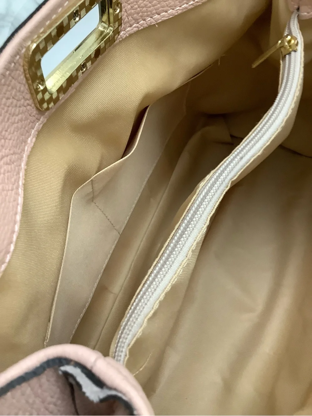 Bamboo-Handle Pink Genuine Leather Tote made in Italy